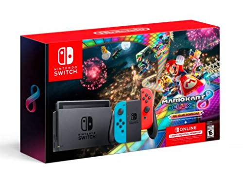 Switch Joy-Con Neon Blue/Red + Mario Kart 8 Deluxe + 3 Month Online Bundle Nin tendo,Nintendo