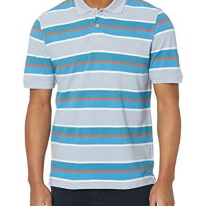 Amazon Essentials Men's Regular-Fit Cotton Pique Polo Shirt, Blue White Stripe, X-Small