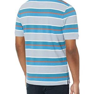 Amazon Essentials Men's Regular-Fit Cotton Pique Polo Shirt, Blue White Stripe, X-Small