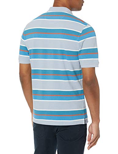 Amazon Essentials Men's Regular-Fit Cotton Pique Polo Shirt, Blue White Stripe, X-Small