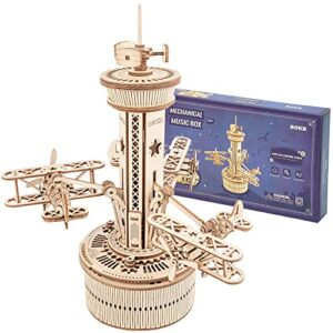 rokr 3d wooden puzzle mechanical music box,diy aircraft model kits to build,best toy gift for kids/teens/adults on birthday,decoration for room