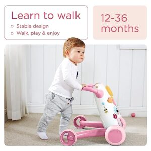 KÜB Baby & Toddler Interactive Push Walker, Educational Music Lights and Activities, Adjustable Speed Wheels, Safe & Stable,Pink,Girls Toy