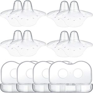 8 pieces contact nipple protector nipple breastfeeding everters with carrying case silicone nipple extender without bpa for helping moms breastfeeding flat inverted nipples (clear,20 mm/ 0.78 inch)