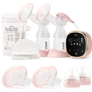 ncvi double electric breast pump 8782, portable anti-backflow, with 4 size flanges, 4 modes & 9 levels, led display, 10 breastmilk storage bags, ultra-quiet and pain free breast pumps