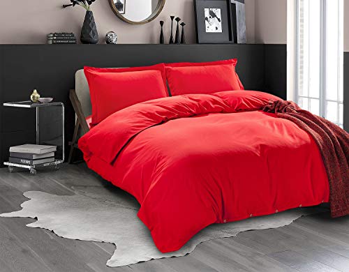 Elegant Comfort Luxury 2-Piece Duvet Cover Set - 1500 Thread Count Egyptian Quality Microfiber Hotel Collection - Comforter Cover with Button Closure and 1 Pillow Sham, Twin/Twin XL, Red