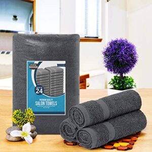 Utopia Towels - Salon Towel, Pack of 24 (Not Bleach Proof, 16 x 27 Inches) Highly Absorbent Cotton Towels for Hand, Gym, Beauty, Hair, Spa, and Home Hair Care, Grey