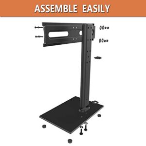 Universal TV Stand/Base Table Top TV Stand with Wall Mount for 27 to 60 inch 9 Level Height Adjustable, Heavy Duty Tempered Glass Base, Holds up to 88lbs Screens, HT06B-001