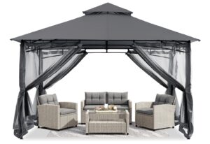 sturdy patio gazebo 8 ft x 8 ft with mosquito netting by abccanopy