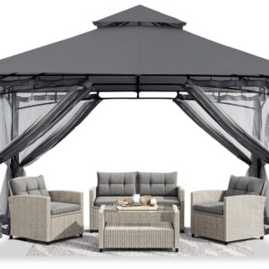 Sturdy Patio Gazebo 8 Ft x 8 Ft with Mosquito Netting by ABCCANOPY