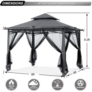 Sturdy Patio Gazebo 8 Ft x 8 Ft with Mosquito Netting by ABCCANOPY