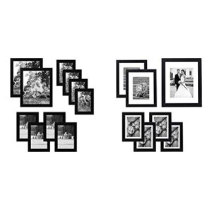 americanflat 10-piece black picture frame set | includes sizes 8x10, 5x7, and 4x6. & 7 pack gallery wall set | displays one 11x14, two 8x10, and four 5x7 inch photos