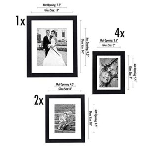 Americanflat 10-Piece Black Picture Frame Set | Includes Sizes 8x10, 5x7, and 4x6. & 7 Pack Gallery Wall Set | Displays One 11x14, Two 8x10, and Four 5x7 inch photos