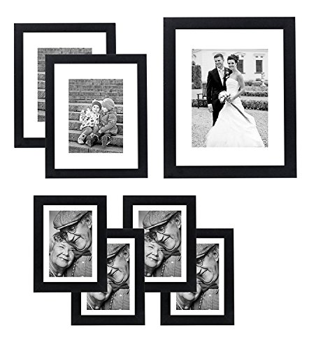 Americanflat 10-Piece Black Picture Frame Set | Includes Sizes 8x10, 5x7, and 4x6. & 7 Pack Gallery Wall Set | Displays One 11x14, Two 8x10, and Four 5x7 inch photos