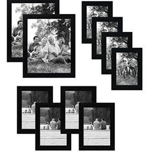 Americanflat 10-Piece Black Picture Frame Set | Includes Sizes 8x10, 5x7, and 4x6. & 7 Pack Gallery Wall Set | Displays One 11x14, Two 8x10, and Four 5x7 inch photos