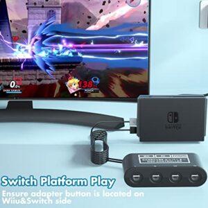CLOUDREAM Gamecube Controller Adapter for Switch Gamecube Adapter Wii U and PC, Super Smash Bros Choice Support Four Gamecube Controller and 70IN Long Cable