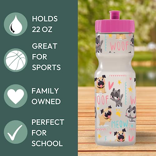 50 Strong Kids Water Bottle | 22 oz. BPA- Free Sports Squeeze Water Bottles with Pull Top Cap |Perfect Water Bottle for School | Reusable & Durable for Boys & Girls | Made in USA