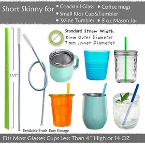 Tegion Mini Short Pinch Test Passed 5.5" Replacement Reusable Toddlers& Kids&Baby Silicone Small Straws for The First Years Take & Toss Spill Proof Straw Cup-Safe Fun for Baby Teething Chewing