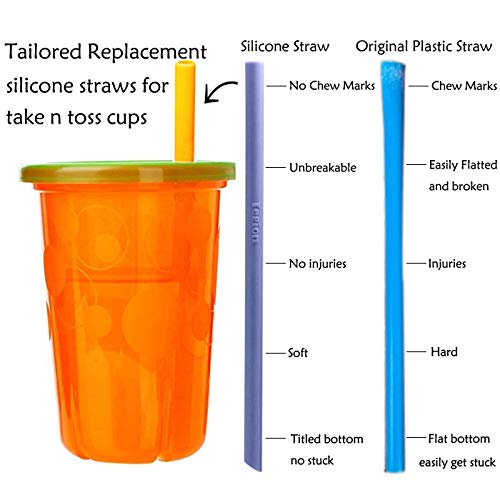 Tegion Mini Short Pinch Test Passed 5.5" Replacement Reusable Toddlers& Kids&Baby Silicone Small Straws for The First Years Take & Toss Spill Proof Straw Cup-Safe Fun for Baby Teething Chewing