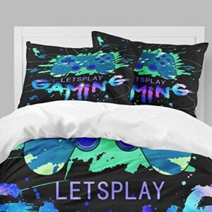 AY-FSshine Gaming Bedding Sets Gamer Room Decor Gamer Comforter Cover for Boys Girls Kids Teens Video Games 2 Piece Twin Size Bed Set-Includes 1 Duvet Cover & 1 Pillowcases(No Comforter)