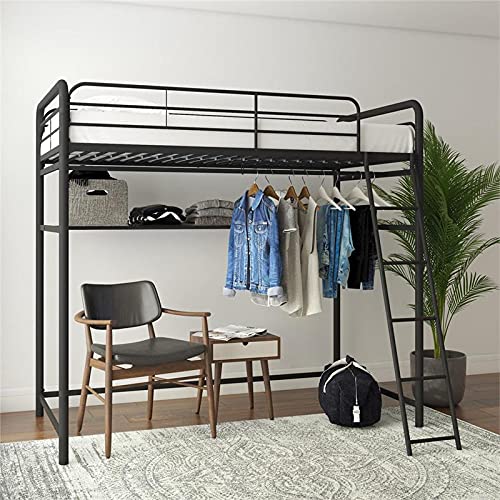 DHP Leroy Closet Storage Loft, Twin, Black Bed