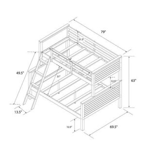 DHP Dorel Living Lauv Twin Over Full Bunk, White Bed