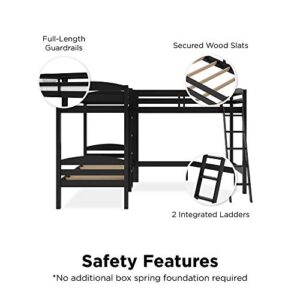 DHP Dorel Living Clearwater Triple Wood Bunk, Twin Size, Black Bed