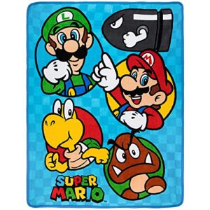 Franco Kids Bedding Super Soft Micro Raschel Throw, 46 in x 60 in, Mario,Prints may vary