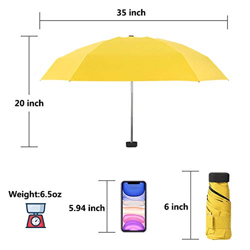 TOPTIE Mini Windproof Travel Umbrella, Compact Sun & Rain Umbrella with UV Protection (Pink)