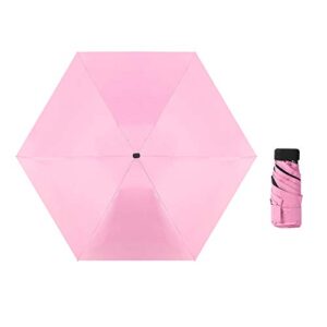 TOPTIE Mini Windproof Travel Umbrella, Compact Sun & Rain Umbrella with UV Protection (Pink)