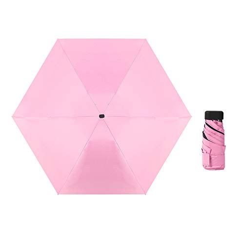 TOPTIE Mini Windproof Travel Umbrella, Compact Sun & Rain Umbrella with UV Protection (Pink)