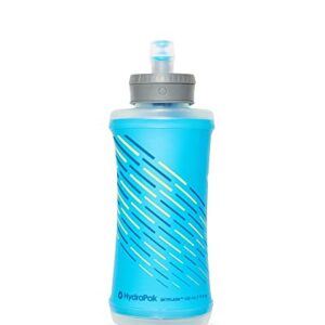 Hydrapak SkyFlask 500ml - Lightweight Collapsible Handheld Running Water Bottle Soft Flask - (500 ml/16 oz) - Adjustable Handstrap, Spill-Proof Cap, Malibu Blue