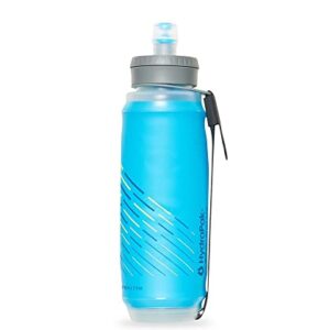 Hydrapak SkyFlask 500ml - Lightweight Collapsible Handheld Running Water Bottle Soft Flask - (500 ml/16 oz) - Adjustable Handstrap, Spill-Proof Cap, Malibu Blue