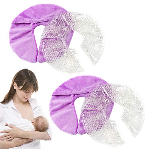 Breast Therapy Ice Pack, Breastfeeding Gel Pad, Nursing Pain Relief for Mastitis, Nipple Pain Relief Breastfeeding, plugged ducts, Lactation Pain, Engorgement and Mastitis (Purple)