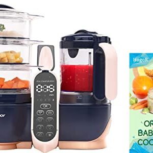 BabyMoov Duo Meal Station, 6 in 1 Touchscreen Baby Food Processor with Steamer | Multi-Speed Blender | Warmer | Puree | Defrosts | Sterilize | 500W Capacity Bundled with HogoR Organic Baby Food Maker Cookbook