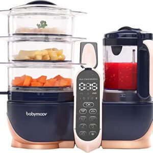 BabyMoov Duo Meal Station, 6 in 1 Touchscreen Baby Food Processor with Steamer | Multi-Speed Blender | Warmer | Puree | Defrosts | Sterilize | 500W Capacity Bundled with HogoR Organic Baby Food Maker Cookbook