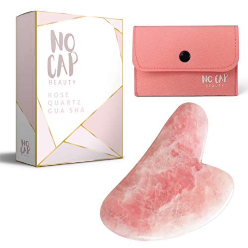 Rose Quartz Jade Gua Sha Face Cosmetic Product | Eliminate Fine Lines and Wrinkles | Beauty Facial Massager | Premium Quality Crystal | Body, Face, Neck