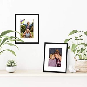 Americanflat 8x10 Picture Frame in Black - Thin Border 5x7 Picture Frame with Mat or 8x10 Frame Without Mat - Shatter Resistant Glass - Horizontal and Vertical Formats for Wall and Tabletop