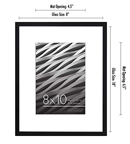 Americanflat 8x10 Picture Frame in Black - Thin Border 5x7 Picture Frame with Mat or 8x10 Frame Without Mat - Shatter Resistant Glass - Horizontal and Vertical Formats for Wall and Tabletop