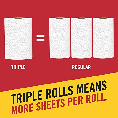 Brawny Flex Paper Towels, 12 Triple Rolls = 36 Regular Rolls, Tear-A-Square, 3 Sheet Size Options, Quarter Size Sheets, 12 Count (Pack of 1)