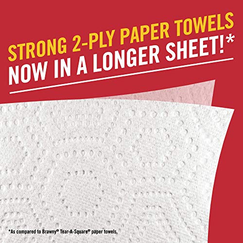 Brawny Flex Paper Towels, 12 Triple Rolls = 36 Regular Rolls, Tear-A-Square, 3 Sheet Size Options, Quarter Size Sheets, 12 Count (Pack of 1)