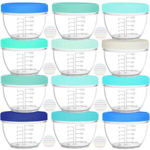youngever 18 sets baby food storage, 6 ounce baby food containers with lids and labels, 9 coastal colors