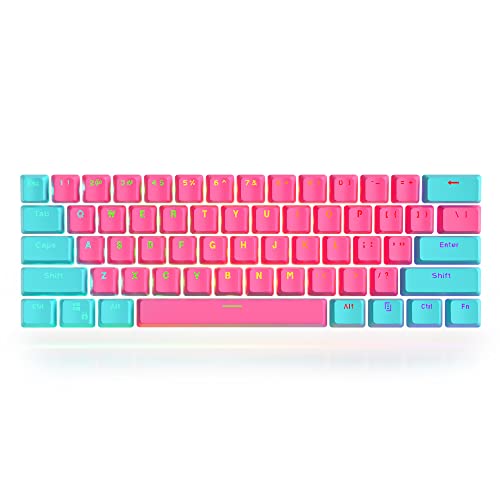 Guffercty kred 61 Keycaps 60 Percent Miami Keycaps Set PBT Ducky Keycap Backlit OEM Profile with Key Puller for Cherry MX Switches Mechanical Gaming Keyboard (Miami)
