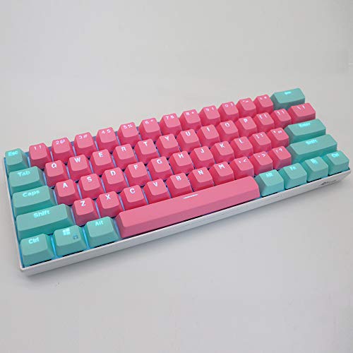 Guffercty kred 61 Keycaps 60 Percent Miami Keycaps Set PBT Ducky Keycap Backlit OEM Profile with Key Puller for Cherry MX Switches Mechanical Gaming Keyboard (Miami)