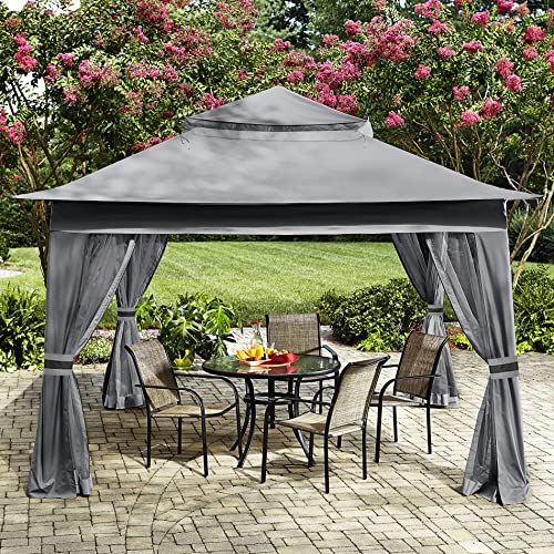 MASTERCANOPY Patio Gazebo Outdoor Pop Up Gazebo with Mesh Walls (13x13 Dark Gray)