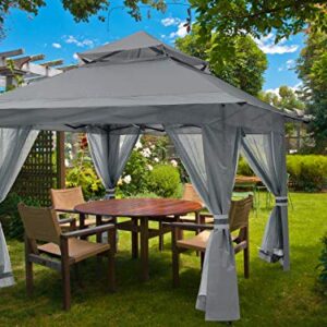 MASTERCANOPY Patio Gazebo Outdoor Pop Up Gazebo with Mesh Walls (13x13 Dark Gray)