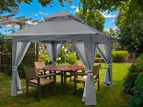 MASTERCANOPY Patio Gazebo Outdoor Pop Up Gazebo with Mesh Walls (13x13 Dark Gray)