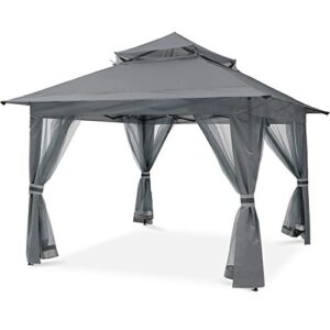 MASTERCANOPY Patio Gazebo Outdoor Pop Up Gazebo with Mesh Walls (13x13 Dark Gray)