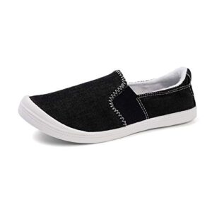 funkymonkey shoes for women, comfort low top canvas slip on sneakers classic casual walking shoes (9 m us, black)