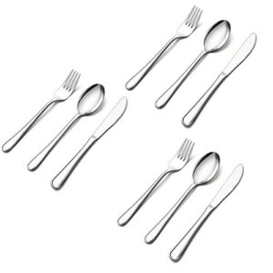 lianyu 9-piece kids silverware set, stainless steel toddler utensils flatware set, child cutlery tableware set for 3, include knife fork spoon, mirror finished, dishwasher safe