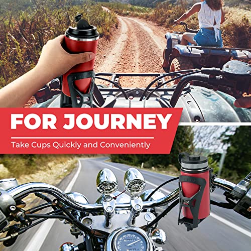 Kemimoto Motorcycle ATV Cup Holder, Upgraded Motorcycle Drink Holder Handlebar, Water Bottle Holder Mount with 0.6”-1.56” Metal Clamp for Scooter Bike Boat Stroller Wheelchair Golf Push Cart Tractor